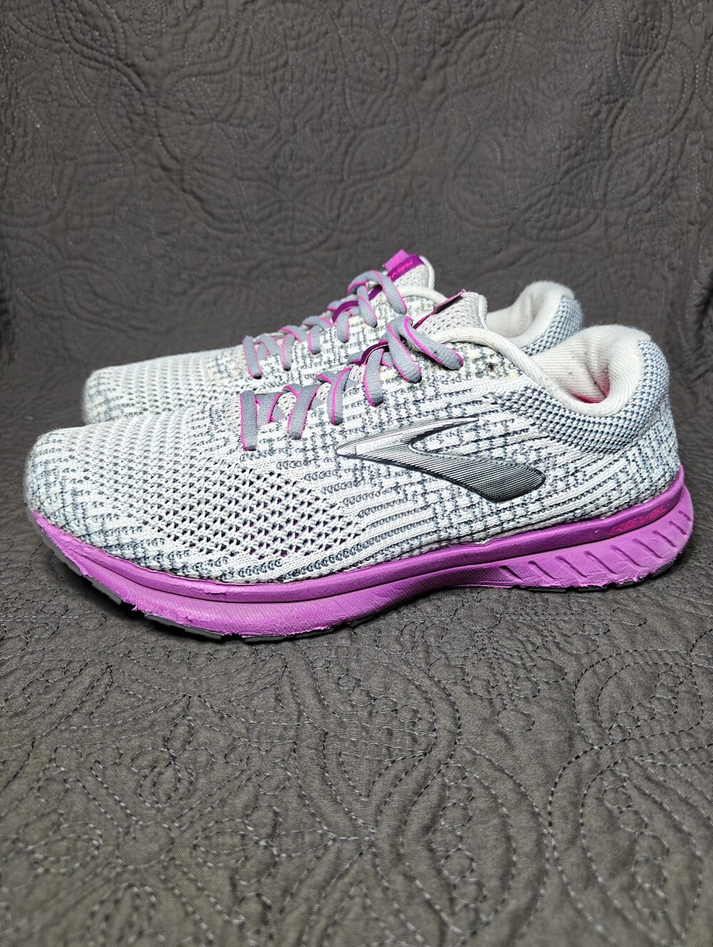 Brooks Revel 3  Grey/Purple Women's Knit  Running Shoes Size 8.5B Medium